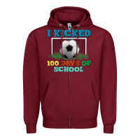 Burgundy i kicked 100 days of school Zipper Hoodie - LillyAllenDesigns
