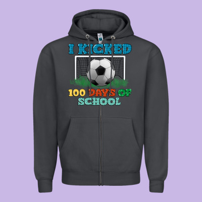 I Kicked 100 Days Of School Zipper Hoodie Designed By Lillyallendesigns
