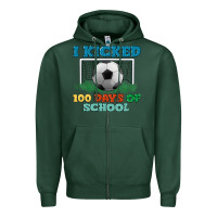 Sports Green i kicked 100 days of school Zipper Hoodie - LillyAllenDesigns