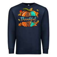 Navy pumpkin thankful Premium Sweatshirt - NancyCooperArtShop