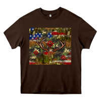 Chocolate Brown Hunting leopard USA flag tumbler 4th of july Heavy Core Tee - Neo Western