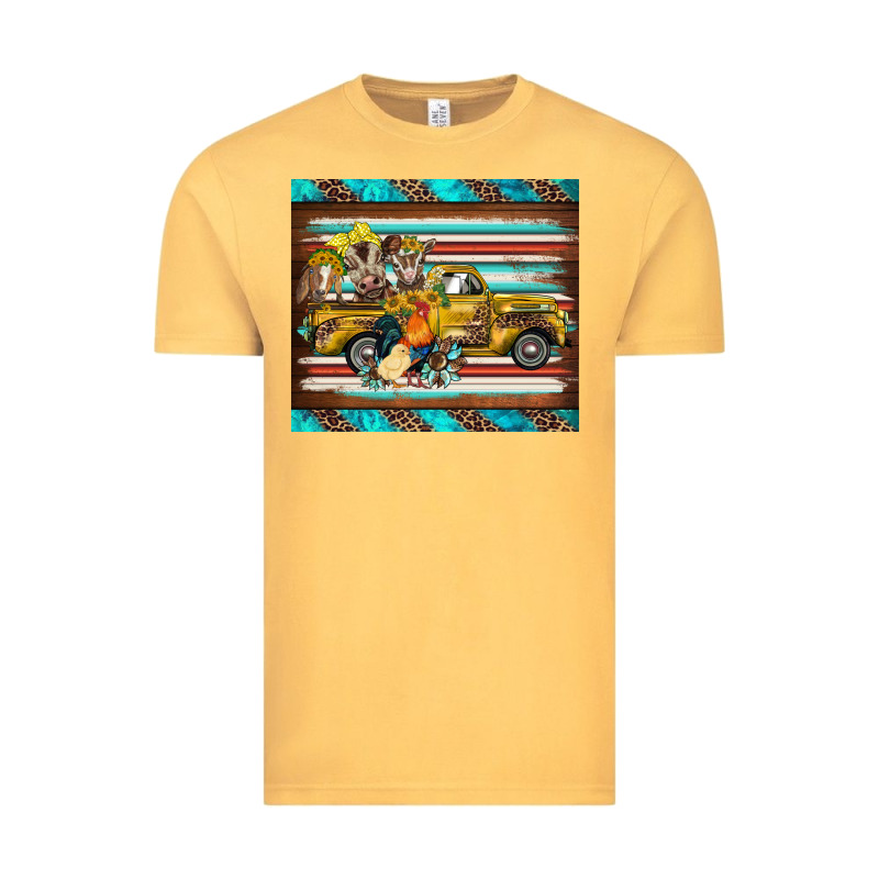 Western Truck Farm Animals Serape Leopard Turquoise's Vintage Tee by BarkalooDesign | Teevron