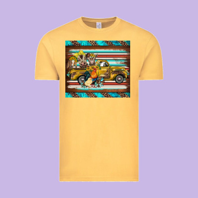 Western Truck Farm Animals Serape Leopard Turquoise's Vintage Tee Designed By Barkaloodesign