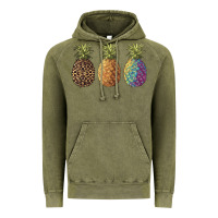 Vintage Olive pineapples leopard tie dye summer Vintage Hoodie - Artiststas