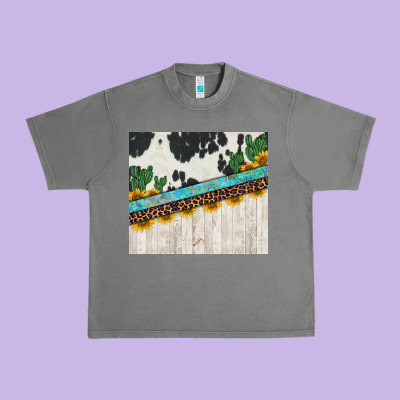 Cowhide Sunflowers Cactus Urban Heavy Tee Designed By Jasminsmagicworld