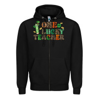 Black one lucky teacher Zipper Hoodie - LillyAllenDesigns