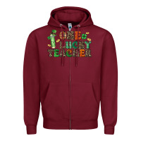 Burgundy one lucky teacher Zipper Hoodie - LillyAllenDesigns