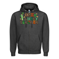 Charcoal Heather one lucky teacher Zipper Hoodie - LillyAllenDesigns