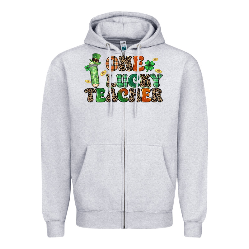 One Lucky Teacher Zipper Hoodie by LillyAllenDesigns | Teevron
