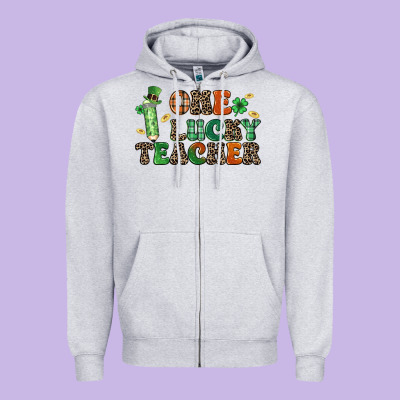 One Lucky Teacher Zipper Hoodie Designed By Lillyallendesigns