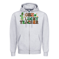 Heather Grey one lucky teacher Zipper Hoodie - LillyAllenDesigns