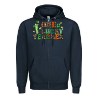 Navy one lucky teacher Zipper Hoodie - LillyAllenDesigns