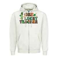 Oatmeal Heather one lucky teacher Zipper Hoodie - LillyAllenDesigns