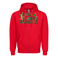 Red one lucky teacher Zipper Hoodie - LillyAllenDesigns