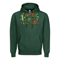 Sports Green one lucky teacher Zipper Hoodie - LillyAllenDesigns