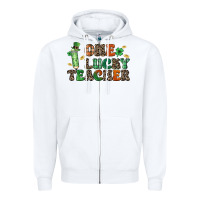 White one lucky teacher Zipper Hoodie - LillyAllenDesigns