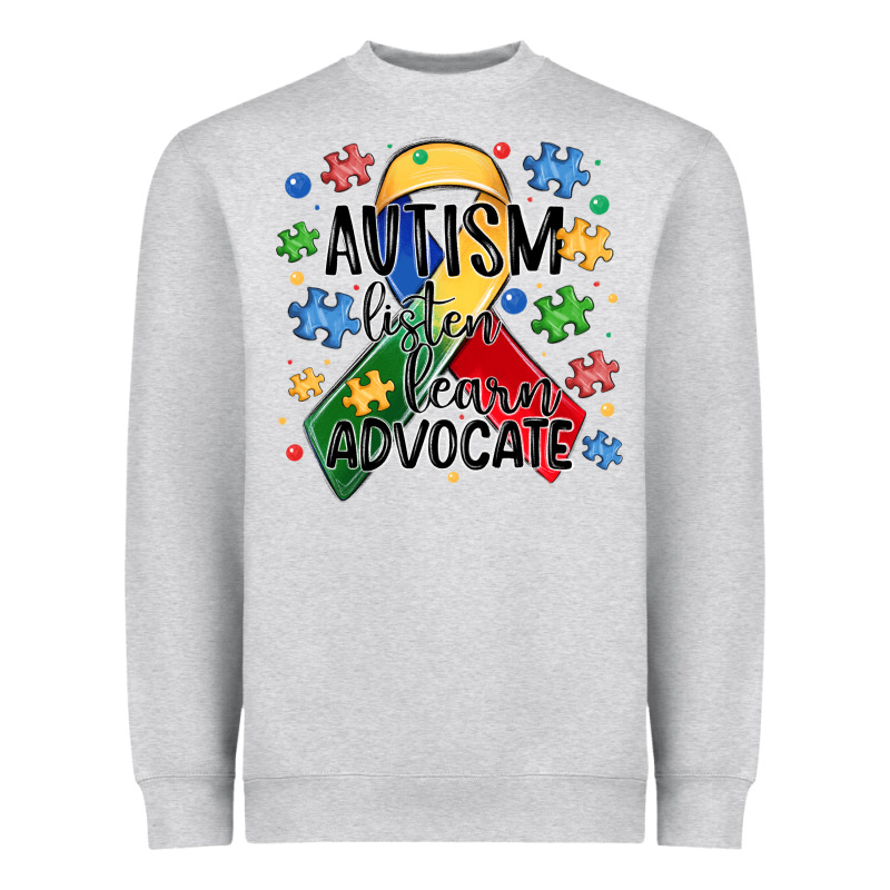 Autism Listen Learn Advocate Heavyweight Sweatshirt by MaliasSmallBusiness | Teevron