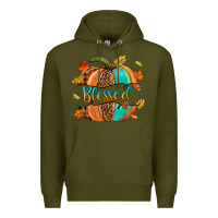 Army Green Blessed pumpkin Premium Hoodie - NancyCooperArtShop