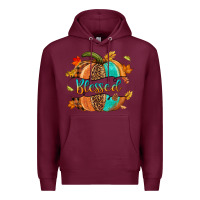 Burgundy Blessed pumpkin Premium Hoodie - NancyCooperArtShop