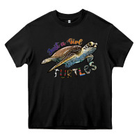 Black just a girl who loves turtles Heavy Core Tee - SublimationCraftShop