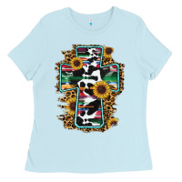 Baby Blue western cross Ladies Tee - RanaPortraitStore
