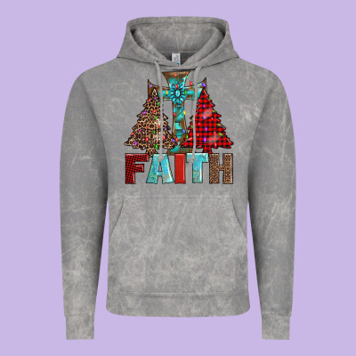Cross And Christmas Trees Vintage Hoodie Designed By Adodesignshop