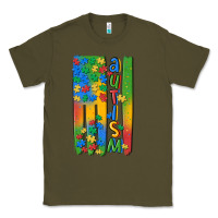 Army Green autism american flag Classic Tee - MaliasSmallBusiness