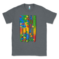 Charcoal Heather autism american flag Classic Tee - MaliasSmallBusiness