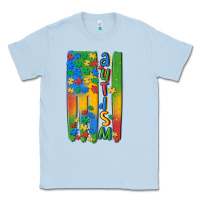 Dusty Blue autism american flag Classic Tee - MaliasSmallBusiness