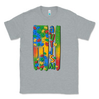 Heather Grey autism american flag Classic Tee - MaliasSmallBusiness