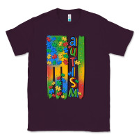 Plum autism american flag Classic Tee - MaliasSmallBusiness