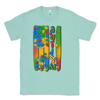 Seafoam autism american flag Classic Tee - MaliasSmallBusiness