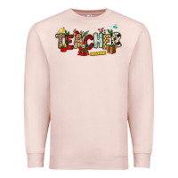 Pale Pink Christmas Teacher Premium Sweatshirt - NancyCooperArtShop