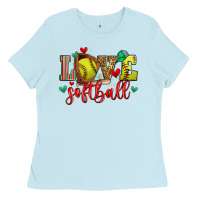 Baby Blue love softball Ladies Tee - Zillion Design Studio