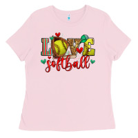 Bubblegum Pink love softball Ladies Tee - Zillion Design Studio