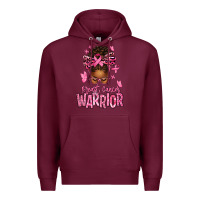 Burgundy brest cancer warrior afro messy bun Premium Hoodie - texasbilliewilder