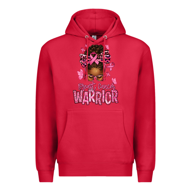Brest Cancer Warrior Afro Messy Bun Premium Hoodie by texasbilliewilder | Teevron