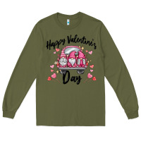 Army Green happy valentine's day gnome truck Long Sleeve Tee - MaliasSmallBusiness