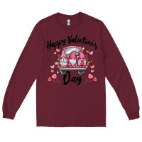 Burgundy happy valentine's day gnome truck Long Sleeve Tee - MaliasSmallBusiness