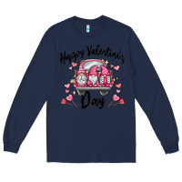 Navy happy valentine's day gnome truck Long Sleeve Tee - MaliasSmallBusiness