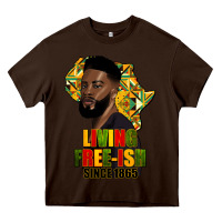 Chocolate Brown juneteenth living freeish since 1865 Heavy Core Tee - HRA Design Shop