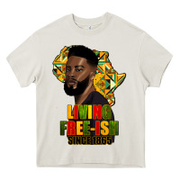 Cream juneteenth living freeish since 1865 Heavy Core Tee - HRA Design Shop
