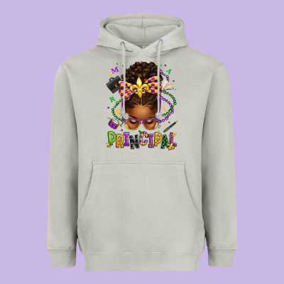 Mardi Gras Principal Afro Messy Bun Heavyweight Hoodie Designed By Texasbilliewilder