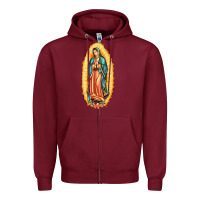Burgundy our lady of guadalupe Zipper Hoodie - LillyAllenDesigns