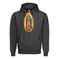 Charcoal Heather our lady of guadalupe Zipper Hoodie - LillyAllenDesigns