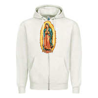 Oatmeal Heather our lady of guadalupe Zipper Hoodie - LillyAllenDesigns