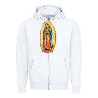 White our lady of guadalupe Zipper Hoodie - LillyAllenDesigns