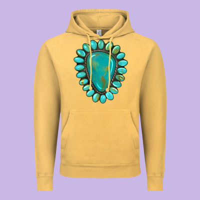Western Gemstone Turquoise Vintage Hoodie Designed By Artiststas