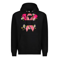 Black Personalized Breast Cancer ribbon Premium Hoodie - NancyCooperArtShop