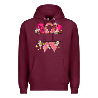 Burgundy Personalized Breast Cancer ribbon Premium Hoodie - NancyCooperArtShop